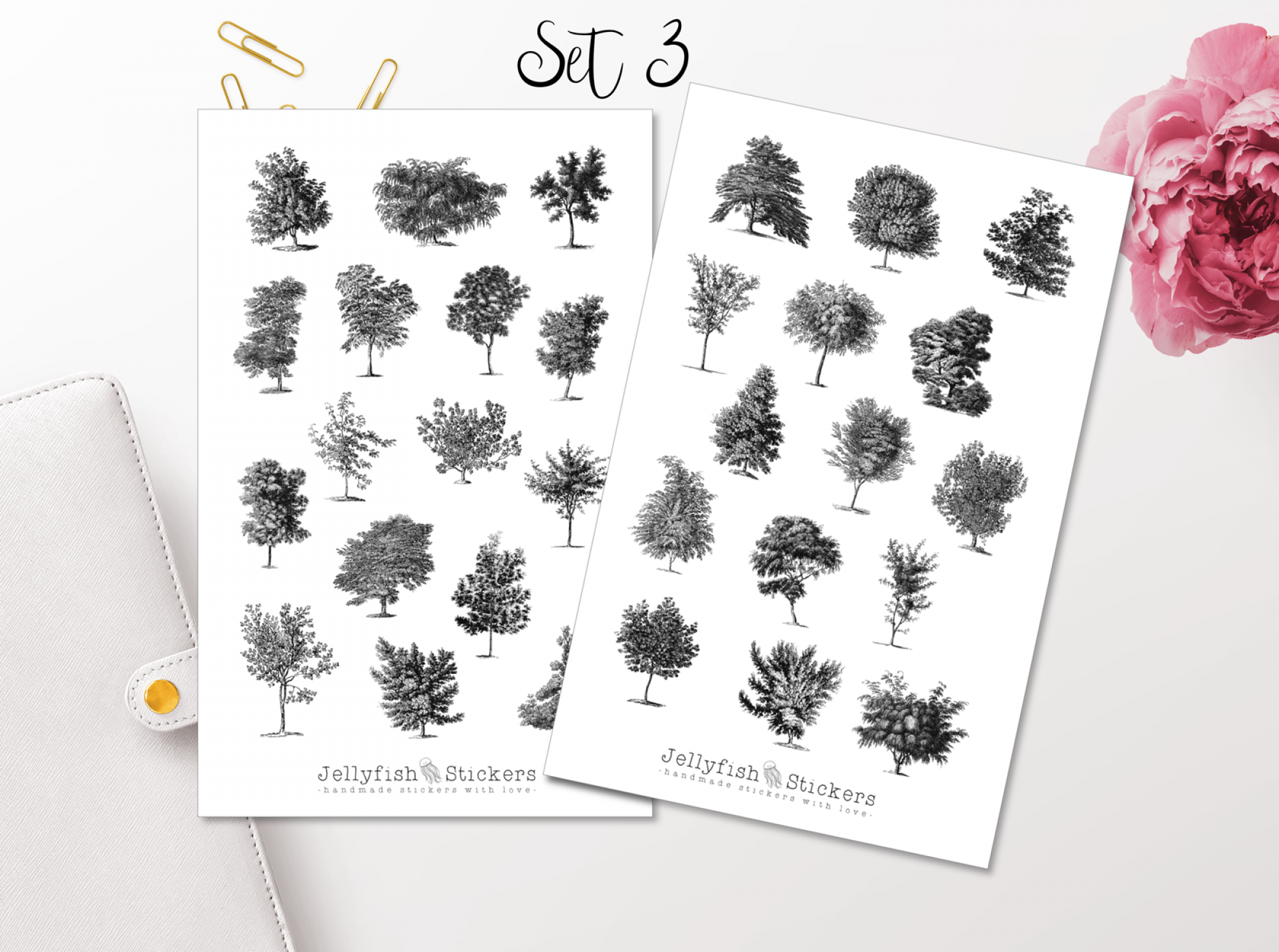 Vintage Trees Sticker Set